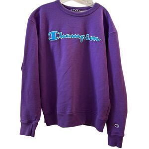 Champion Women's Large Purple Crewneck Sweatshirt Spell Out Logo